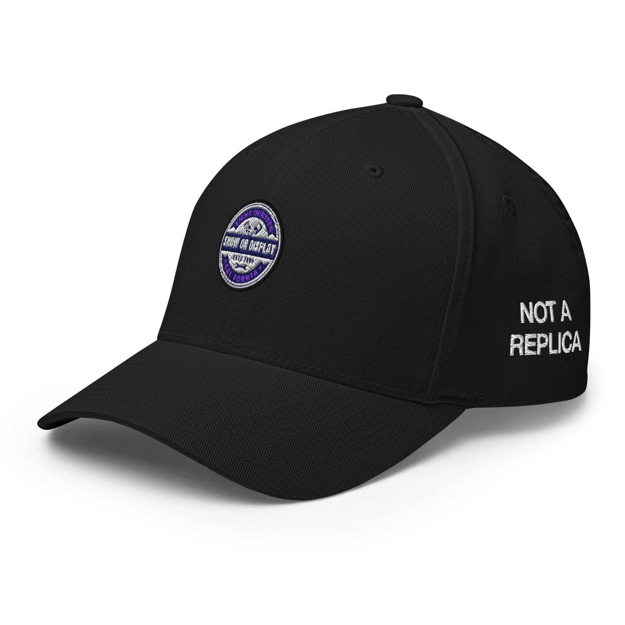 The Show or Display Not a Replica Black FlexFit Twill Cap